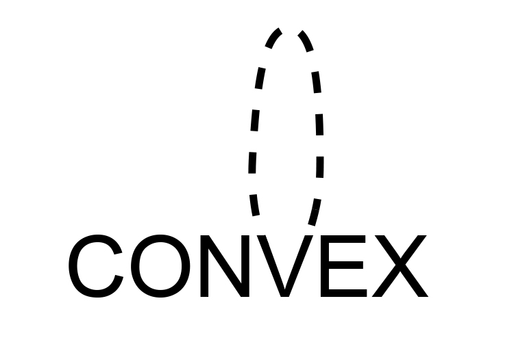 The v of convex can be made into a convex lens shape.